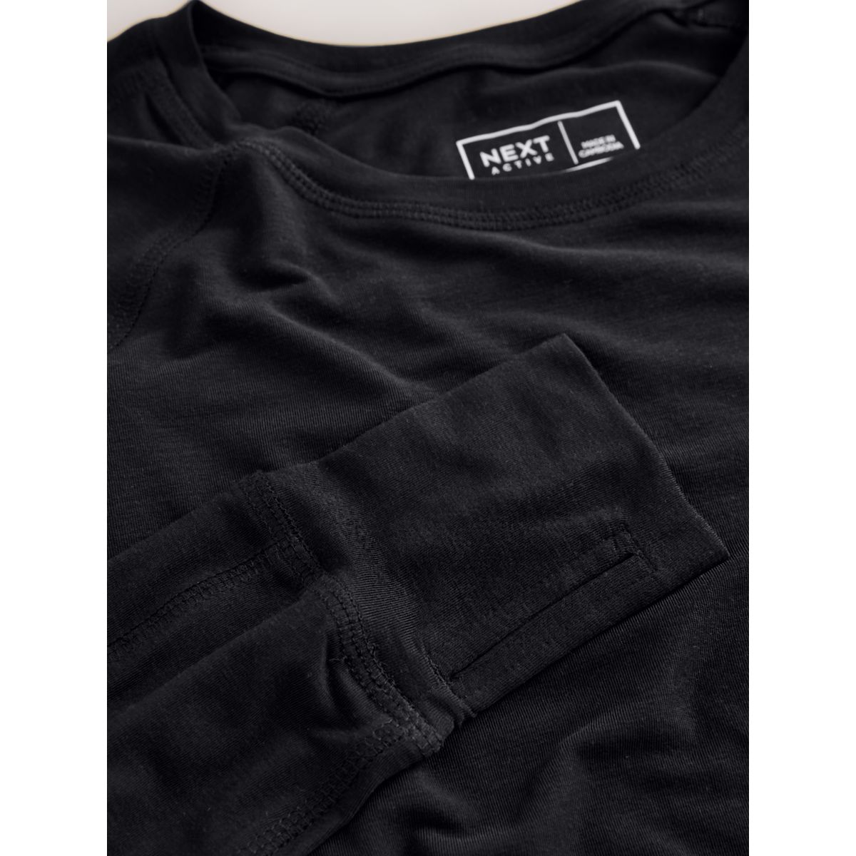 T-shirt ras du cou active à manches longues noir, NEXT