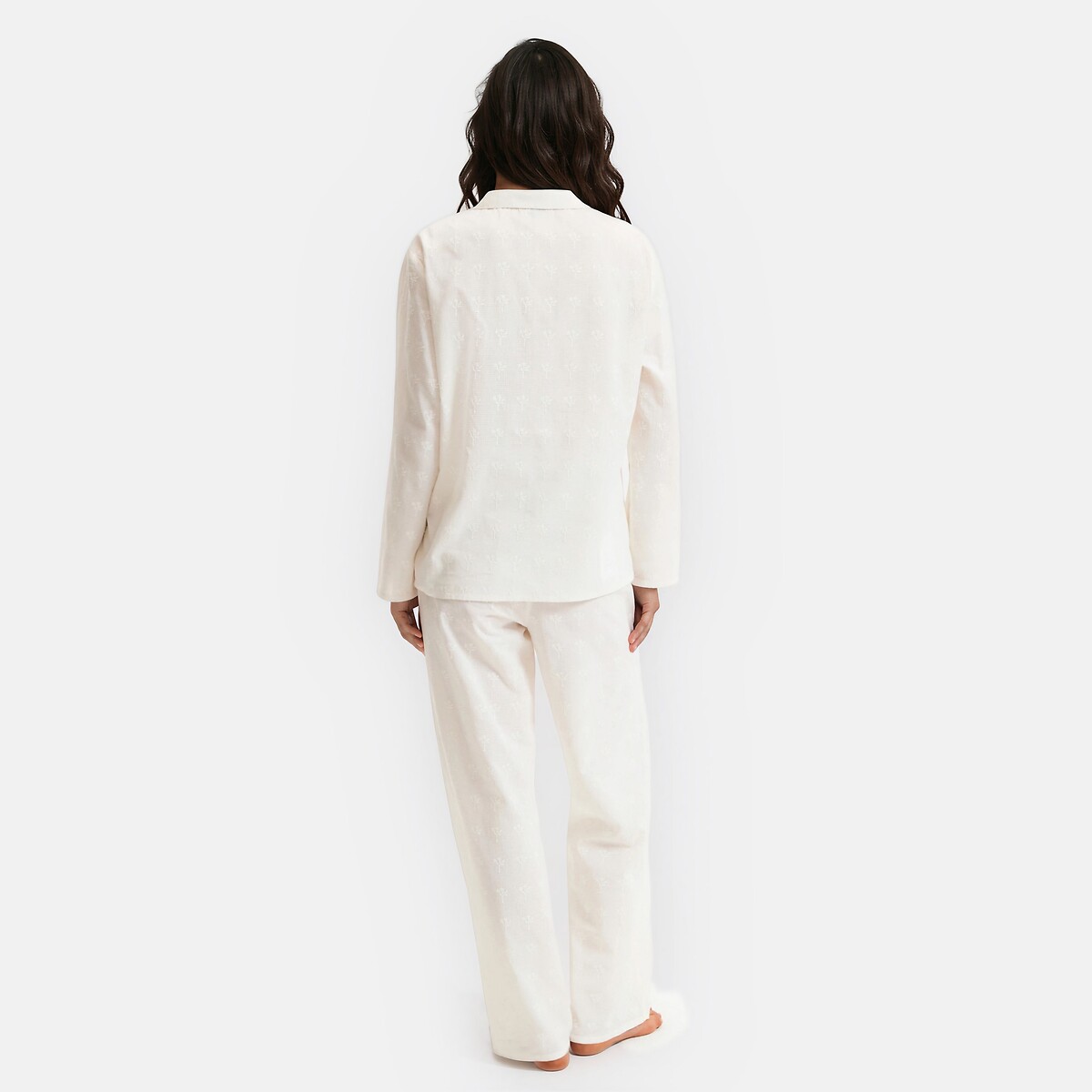 Pyjama brodé en coton ivoire, LA REDOUTE COLLECTIONS