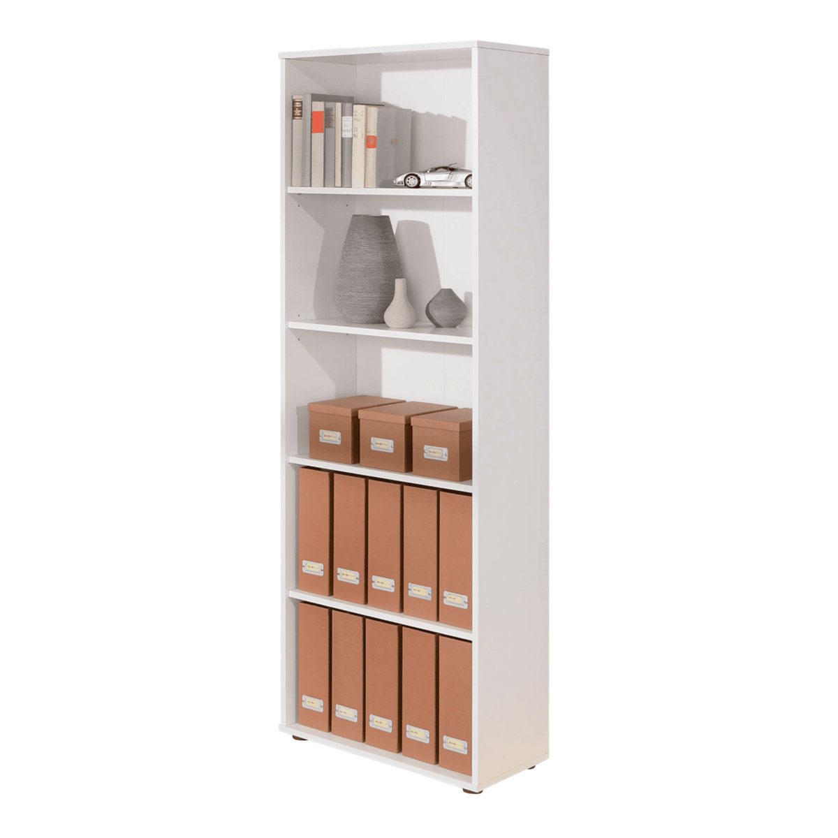 Bibliothèque 5 cases en bois blanc, TERRE DE NUIT