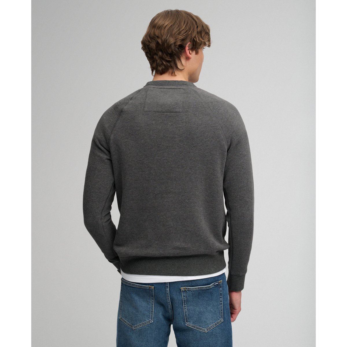 Sweat Athletic col rond coupe décontractée anthracite clair chiné, SUPERDRY