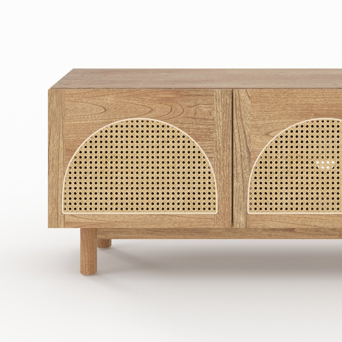 Meuble TV en bois massif de mindi et rotin 160 cm - DELYA marron, MAISON PAVANE