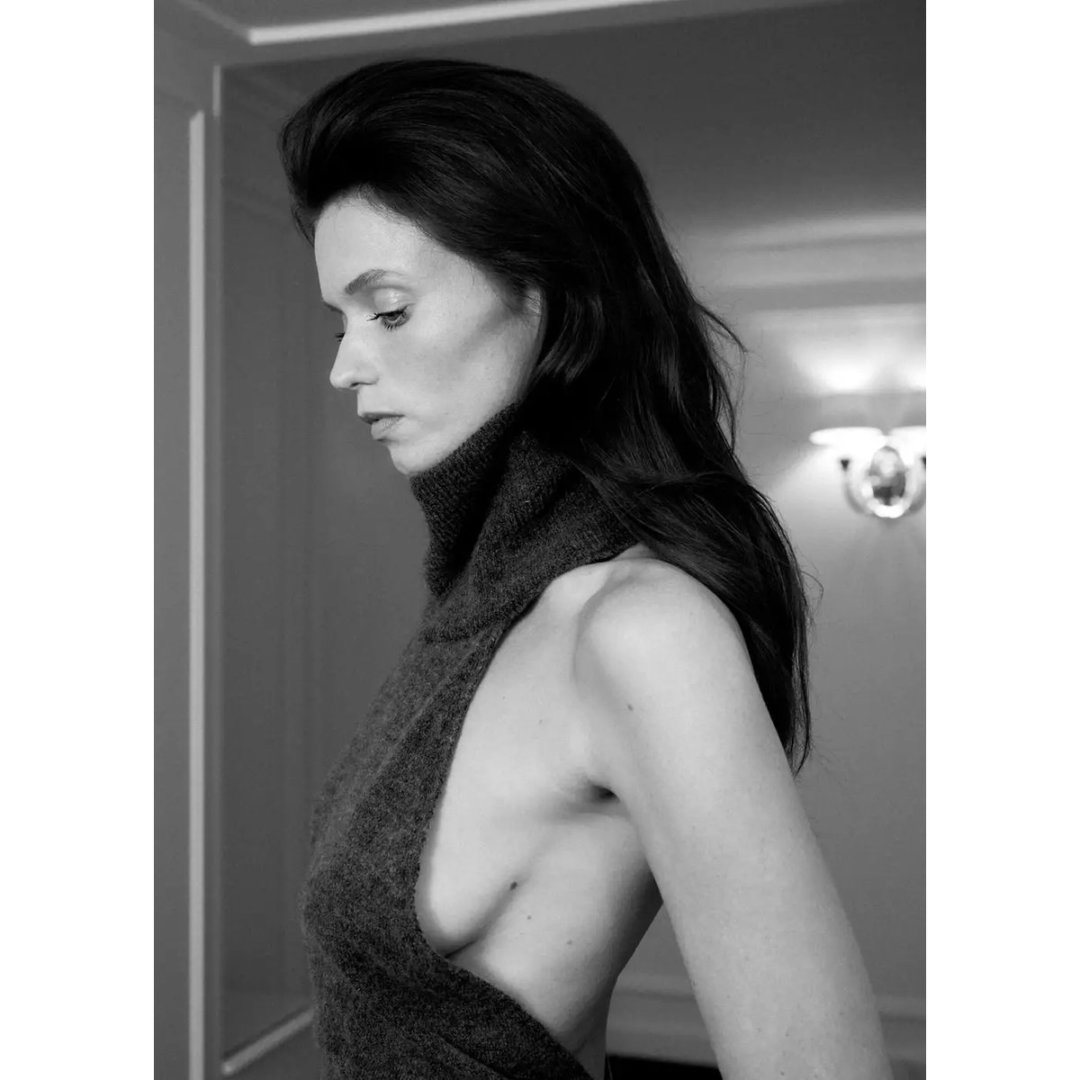 Robe maille dos nu gris, MANGO