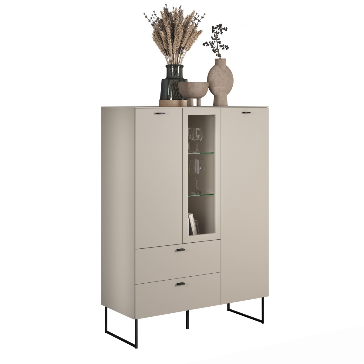 Buffet haut 2 portes, 2 tiroirs - VELA cashmere, CALICOSY