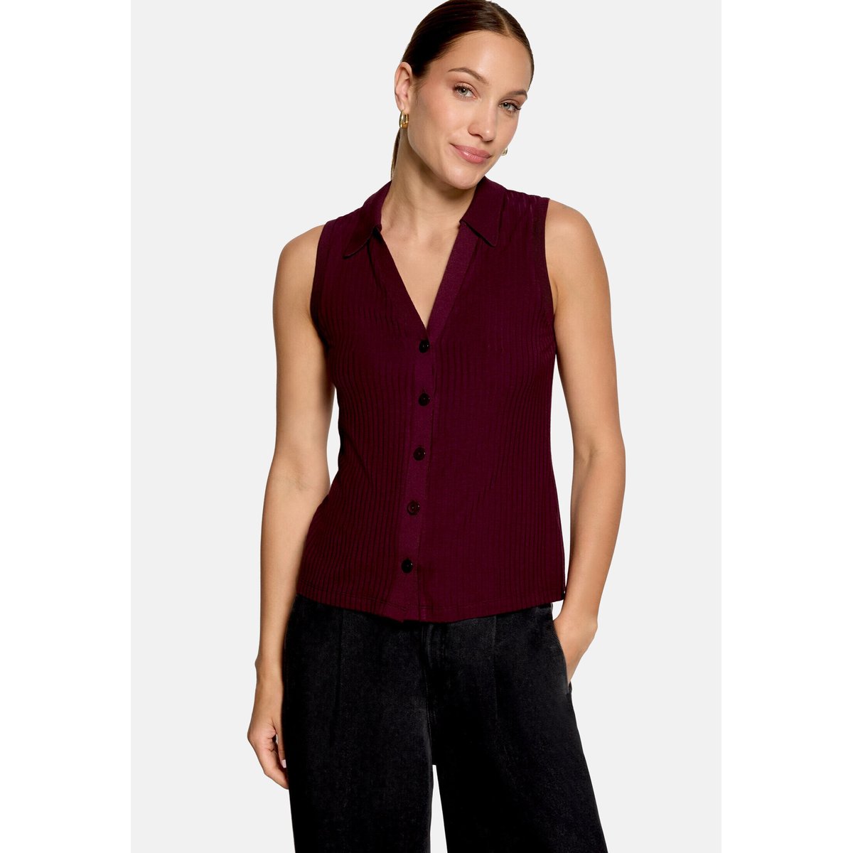 Polo à col dark aubergine, ZERO