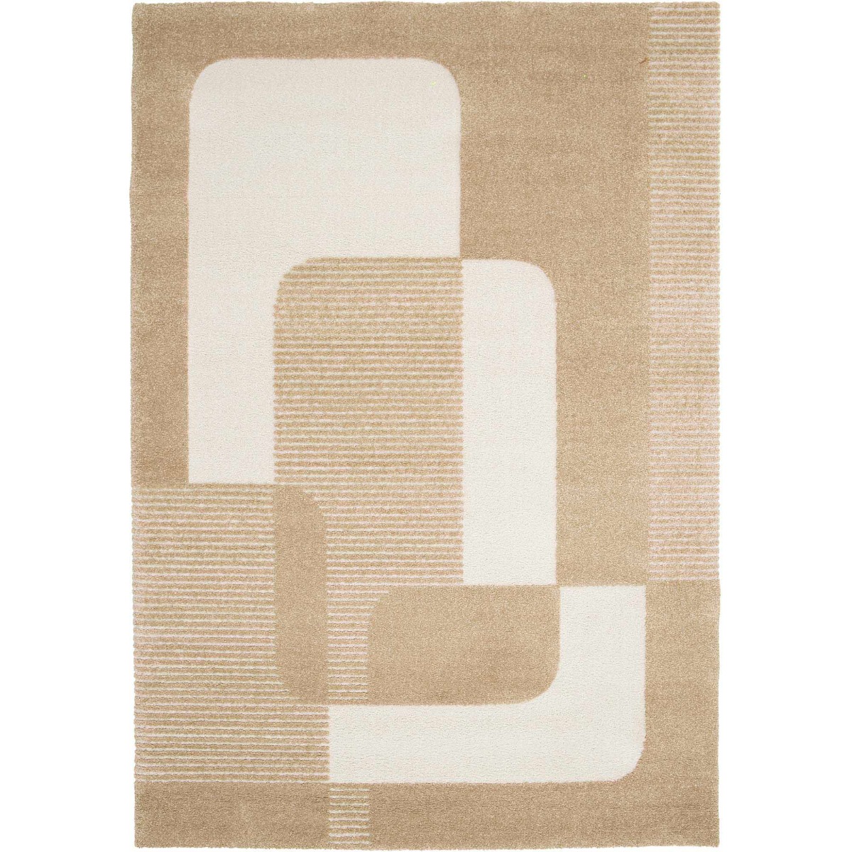 Tapis doux à relief moderne graphique DESIGN GEOPOP beige, THE DECO FACTORY