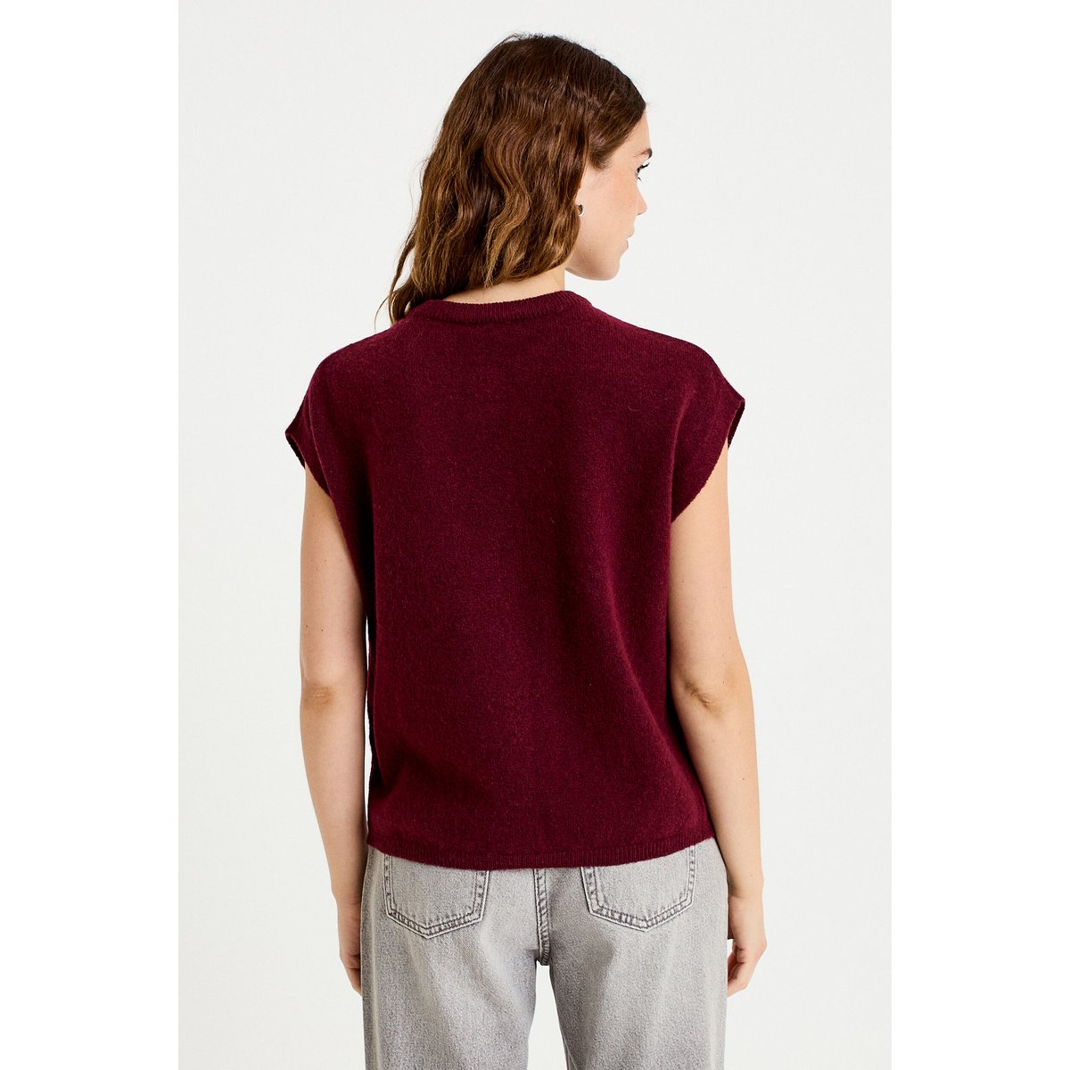 Gilet ample sans manches bordeaux, CACHE CACHE