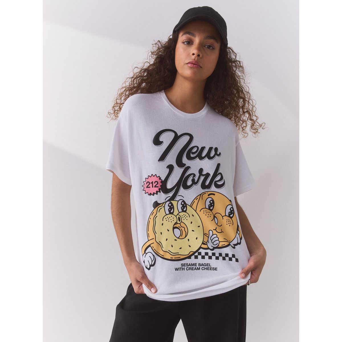 T-shirt blanc à motif new york bagel blanc, NEXT