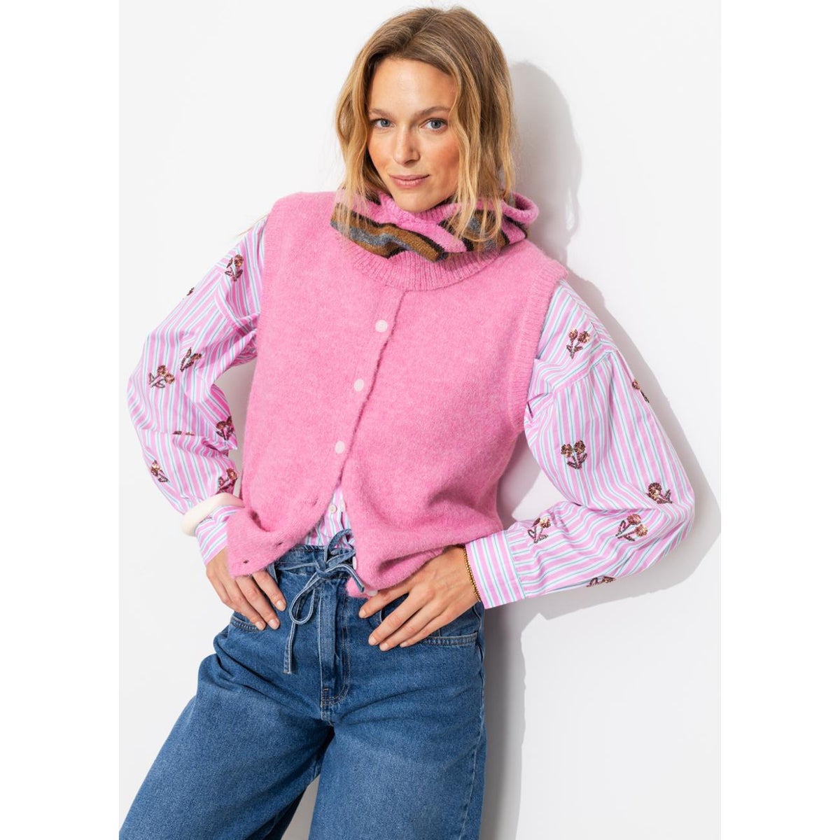 Cardigan sans manches rose, PROMOD
