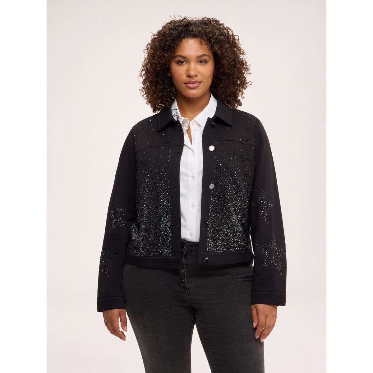 Sweat avec appliqués en forme d'étoile noir, FIORELLA RUBINO