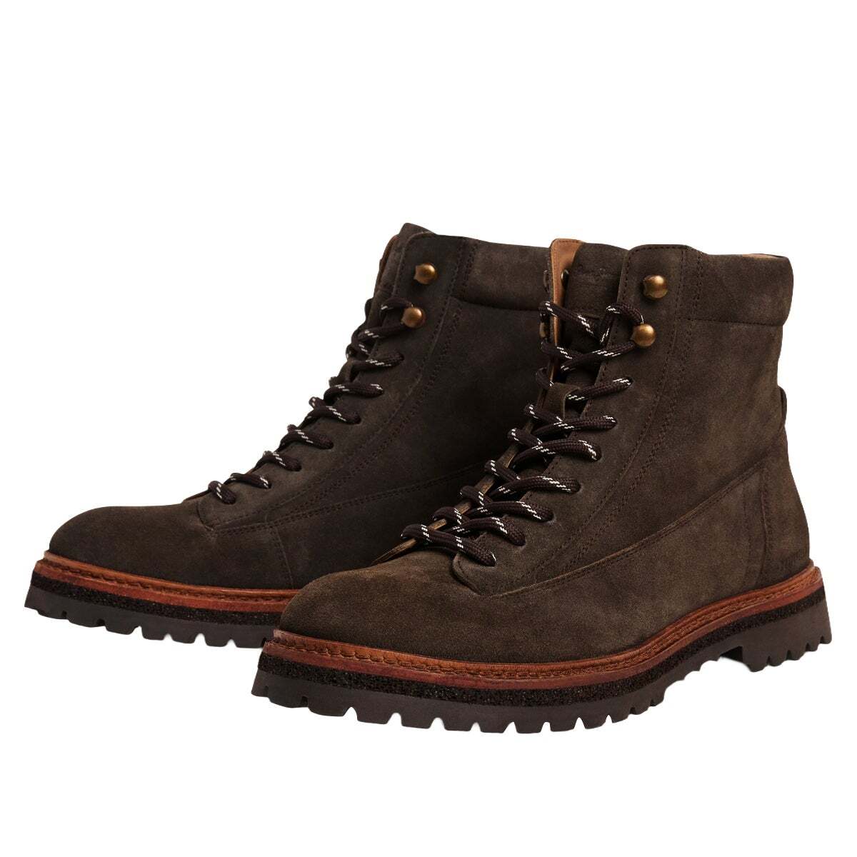 Bottes En Daim Avec Fermeture À Lacets brun foncé, PEPE JEANS
