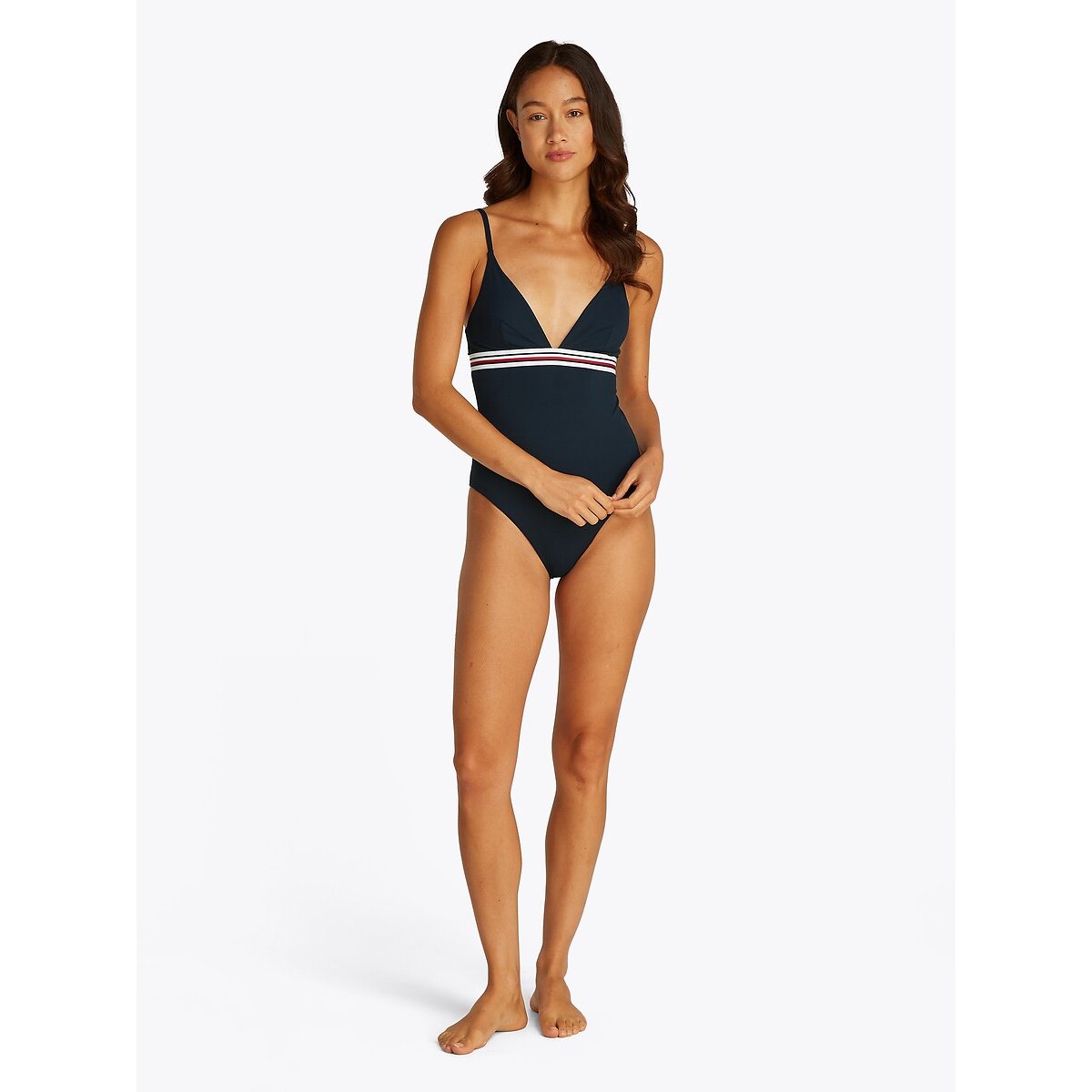 Costume da bagno intero TH Global stripe blu, TOMMY HILFIGER