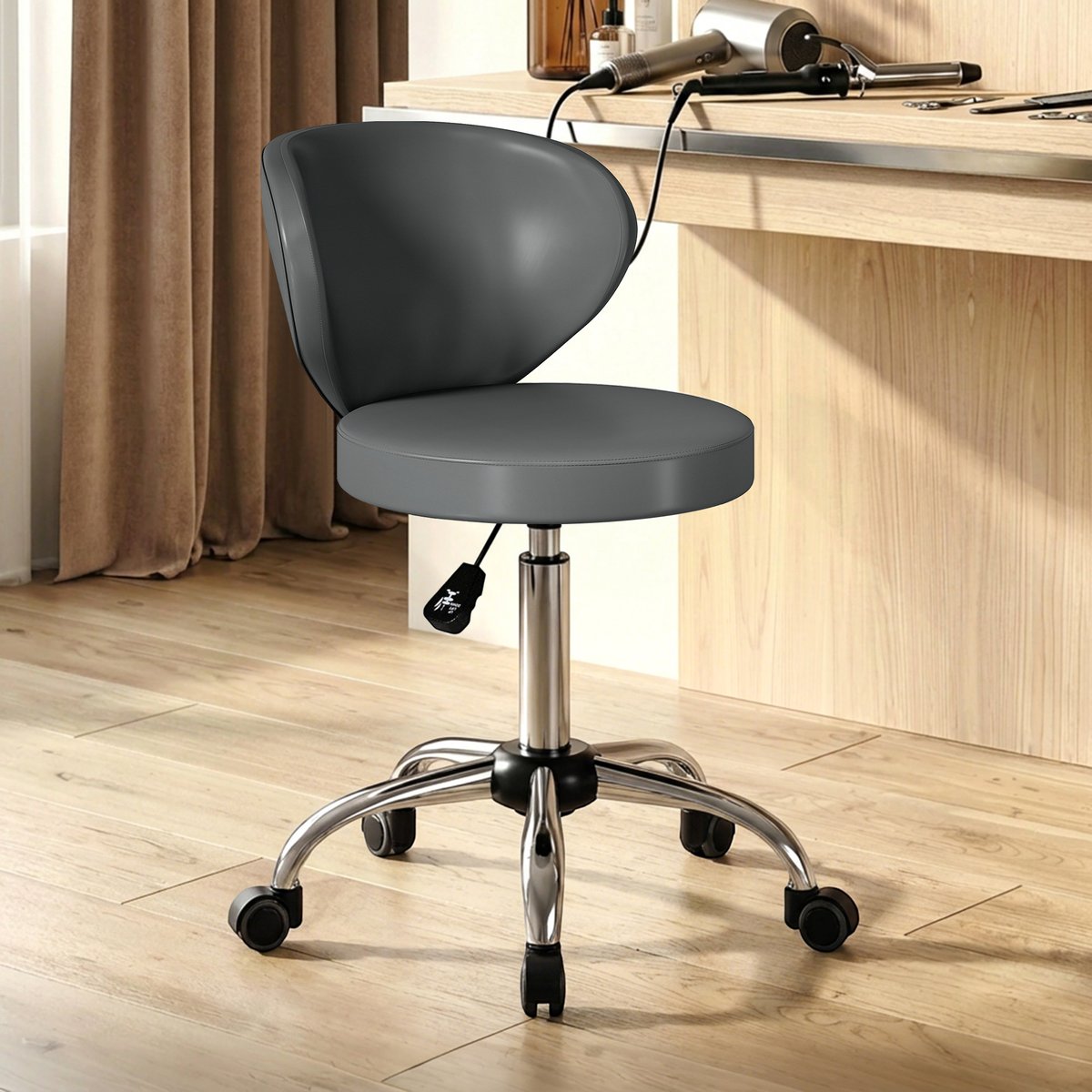 Tabouret de salon PU Gris gris, argent, HOMCOM