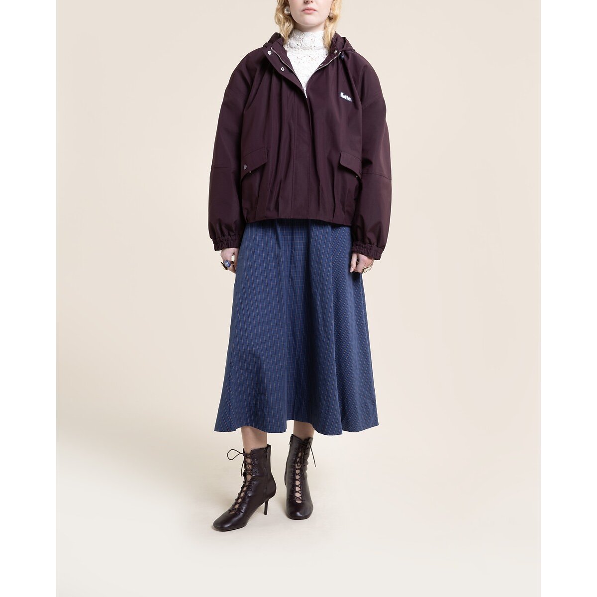 Veste imperméable à capuche amovible, GARANCE cassis, FLOTTE