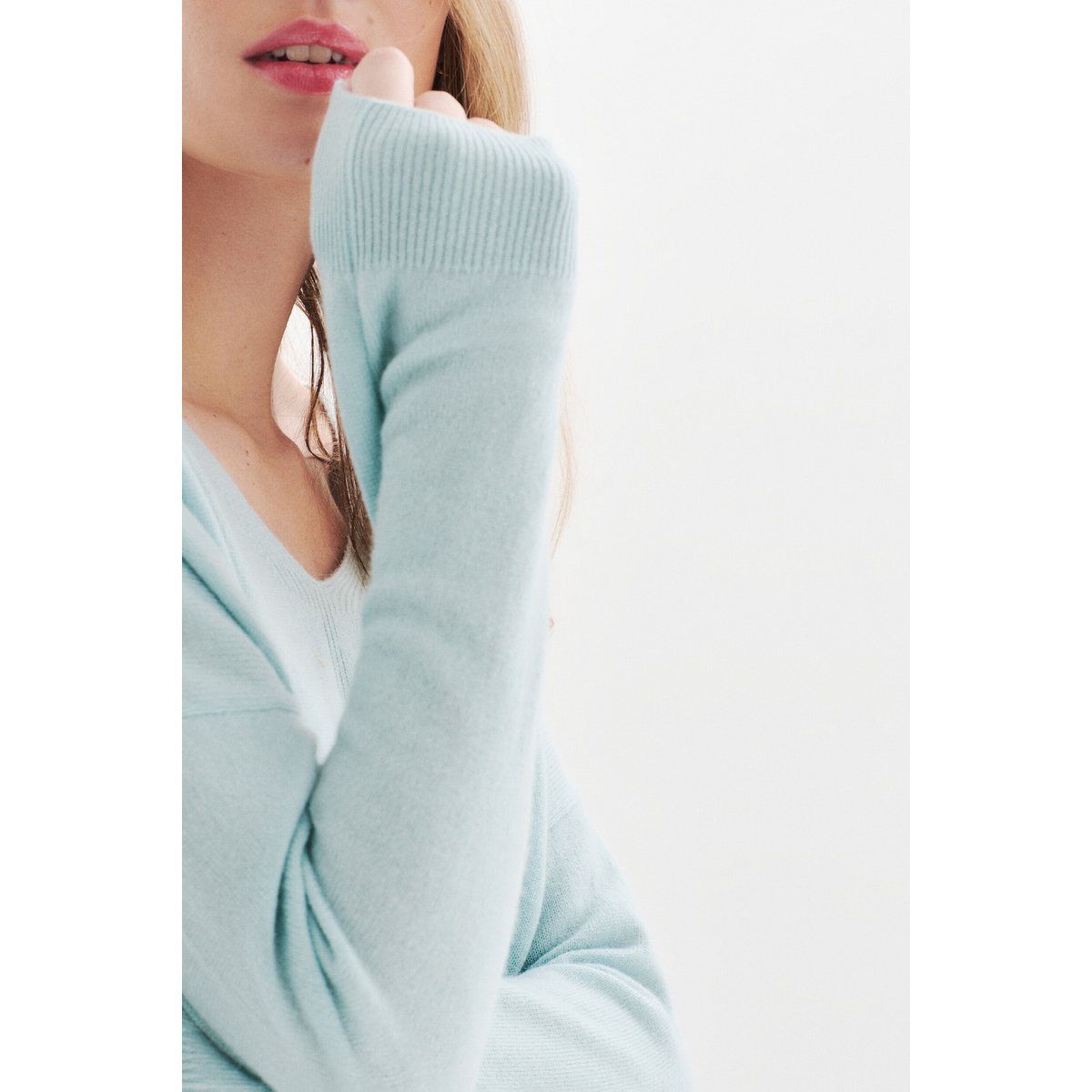 Pull MTHELMINA 100% cachemire bleu gris, CAROLL