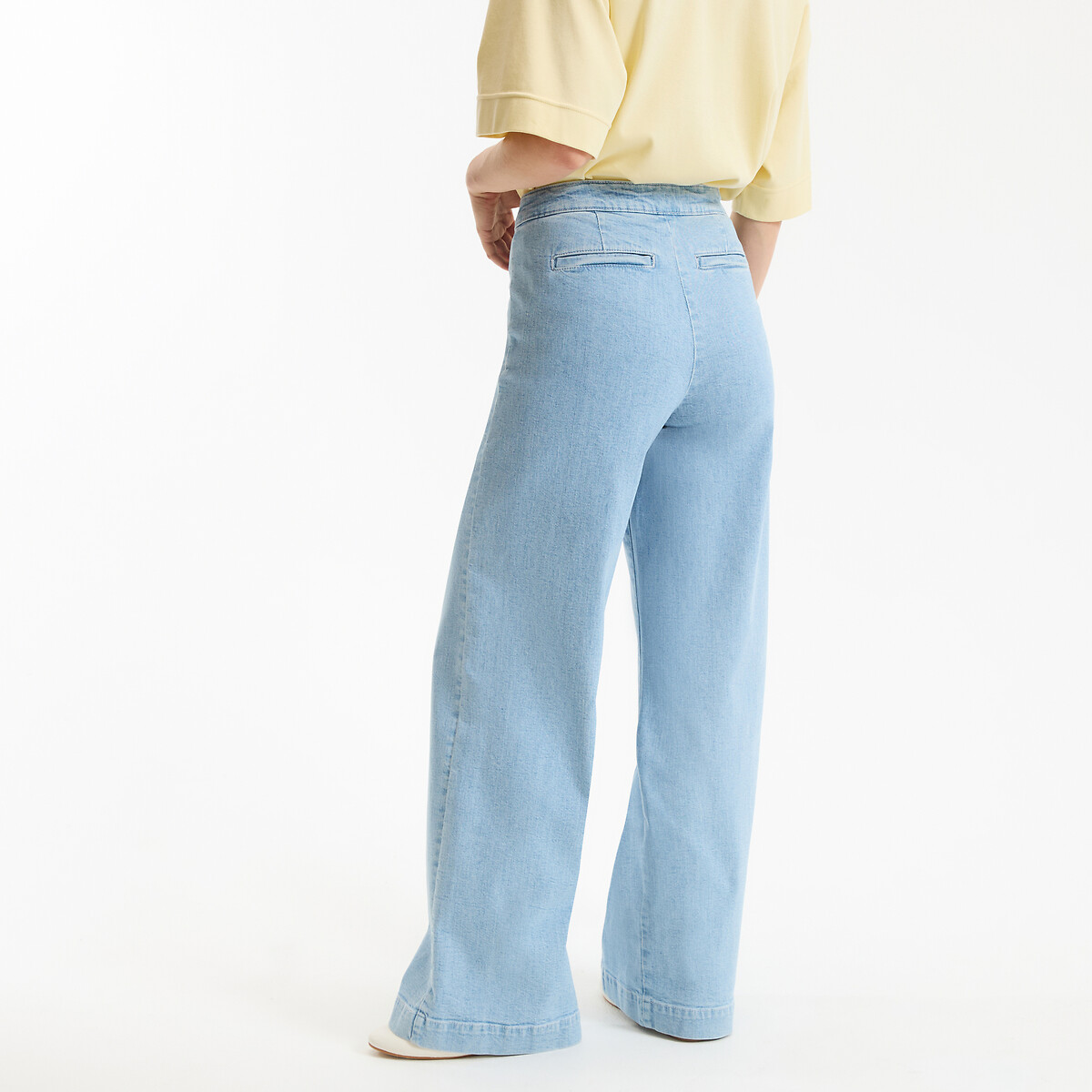 Wide Leg Sailor Jeans with High Waist double stonewashed blue, LA REDOUTE COLLECTIONS