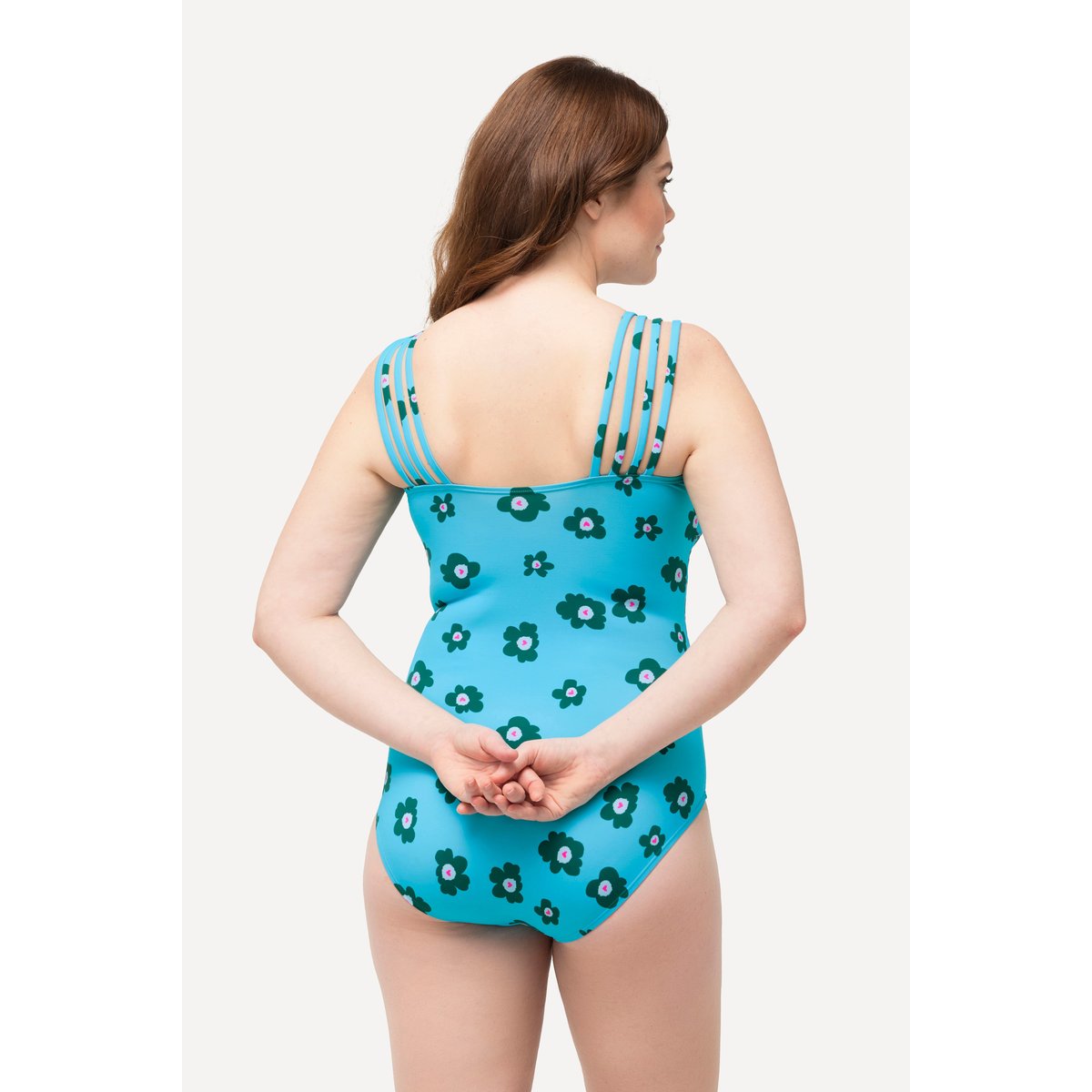 Maillot de bain à mélange d'imprimés bleu turquoise, ULLA POPKEN
