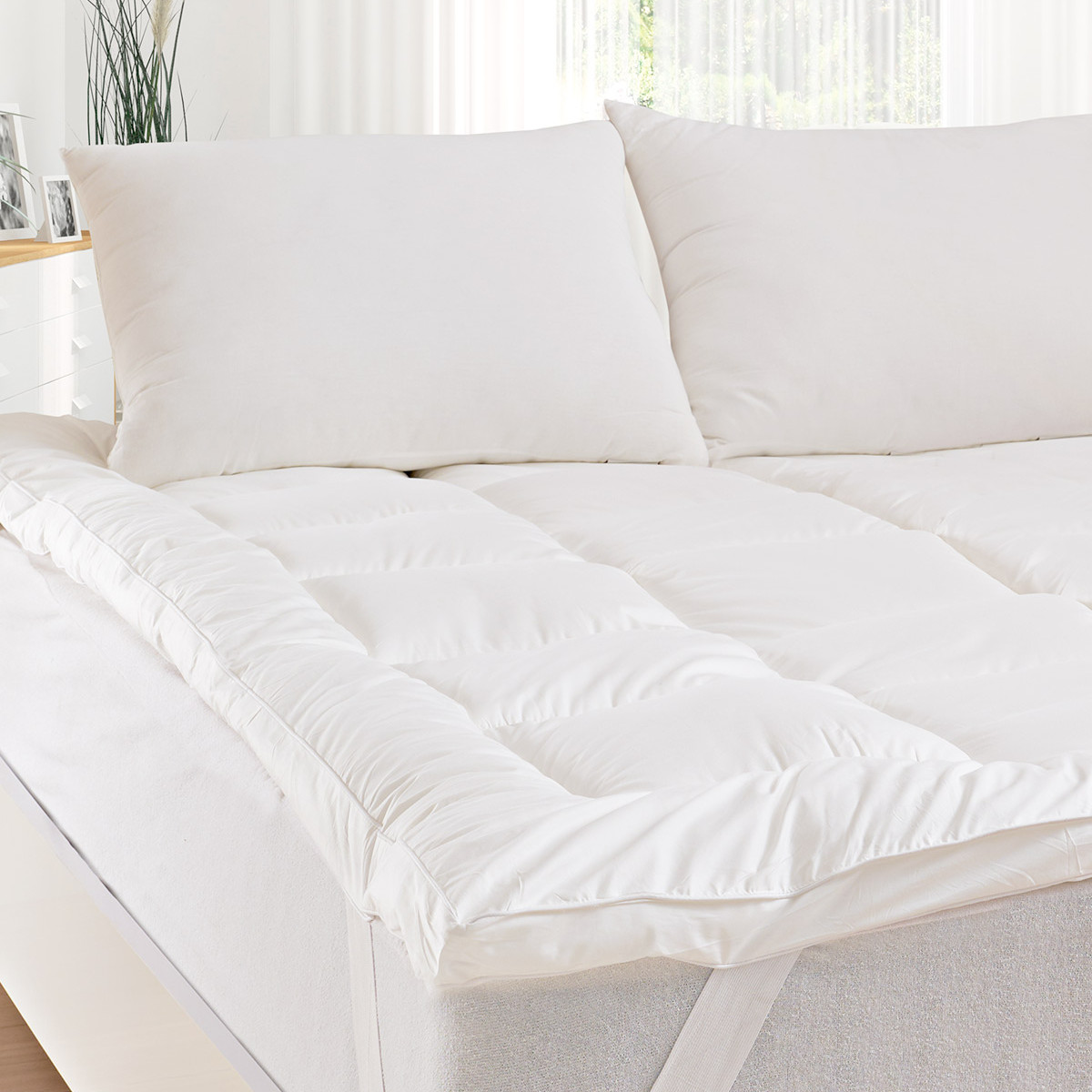 Surmatelas de confort 5 cm percale de coton 1100 g/m² COZY CONFORT blanc, SENSEI MAISON