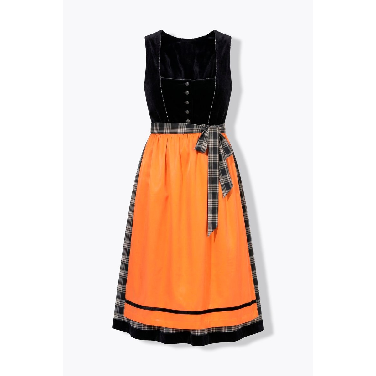 Dirndl en velours, imprimé animal, col carré noir, ULLA POPKEN