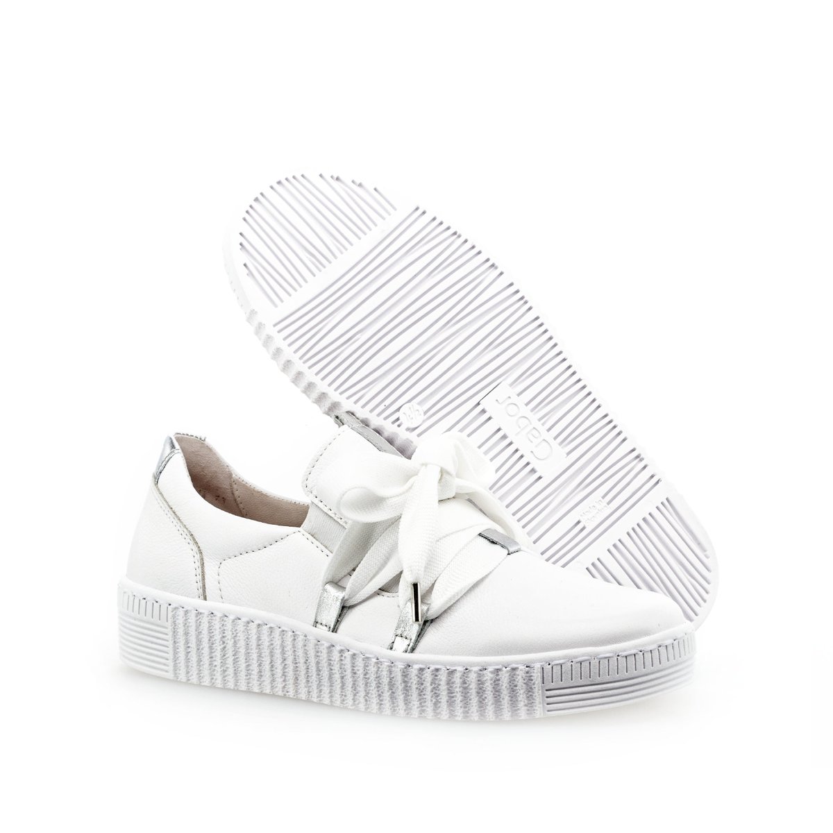 Baskets en cuir à talon plat blanc, GABOR