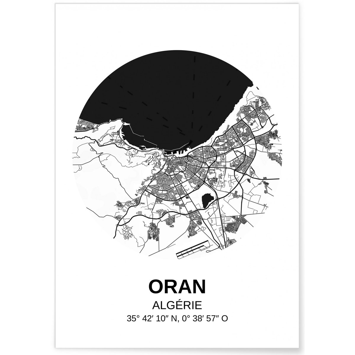 Affiche Carte Oran blanc, L'AFFICHERIE