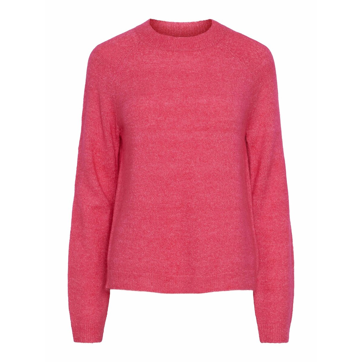 Pull en maille mousseuse, col rond rose, PIECES