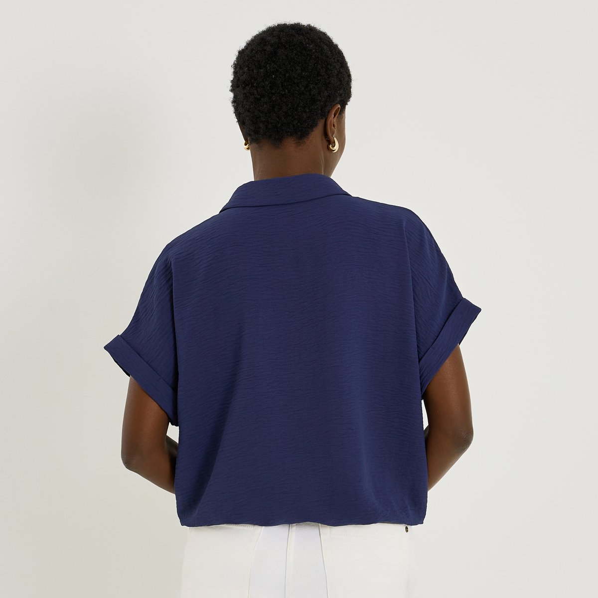 Chemise fluide manches courtes bleu marine, GRAIN DE MALICE