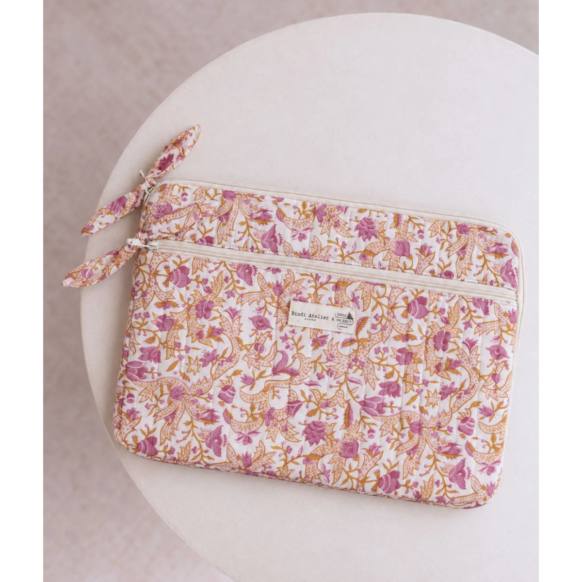 Pochette d'ordinateur Toile de Jouy depuis 1760 - Forest rose blush, BINDI ATELIER