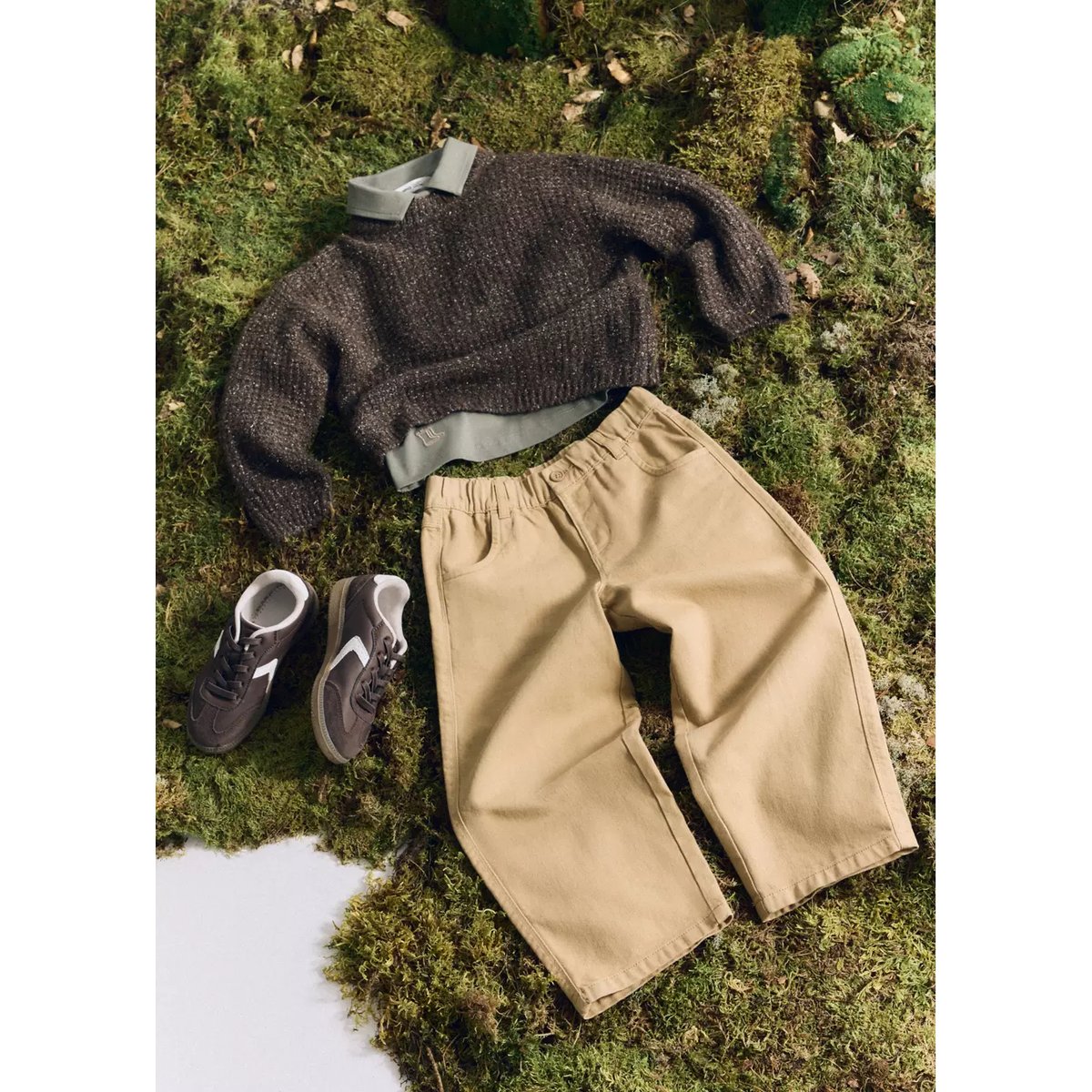 Pull-over maille chinée marron, MANGO BABY