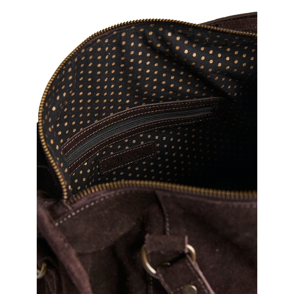 Grand sac à main shopper en cuir suédé, Lula marron foncé, PIECES