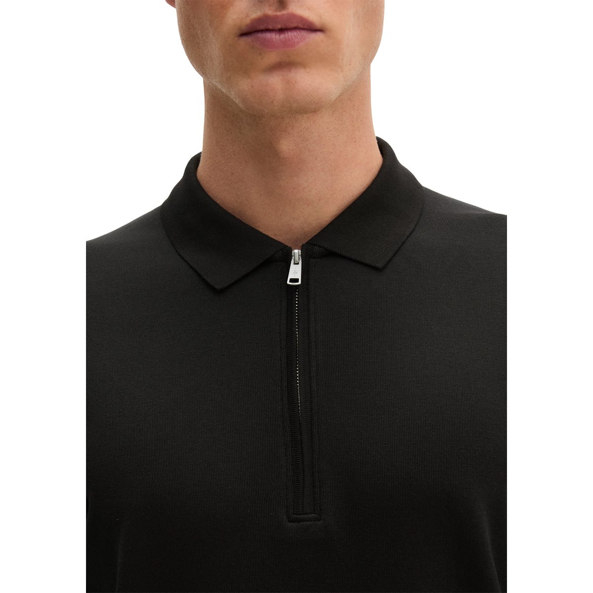 Polo à manches longues, coupe classique en jersey de coton bio tout doux noir, MARC O'POLO