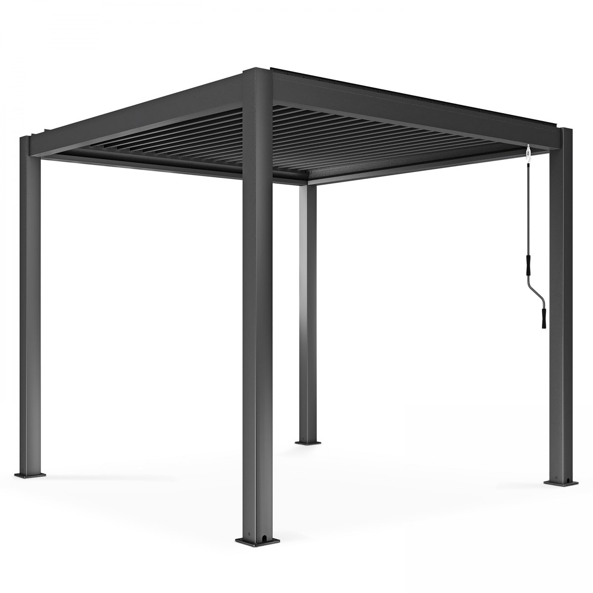 Pergola bioclimatique autoportée gris 3 x 3 x 2.57 m gris, OVIALA