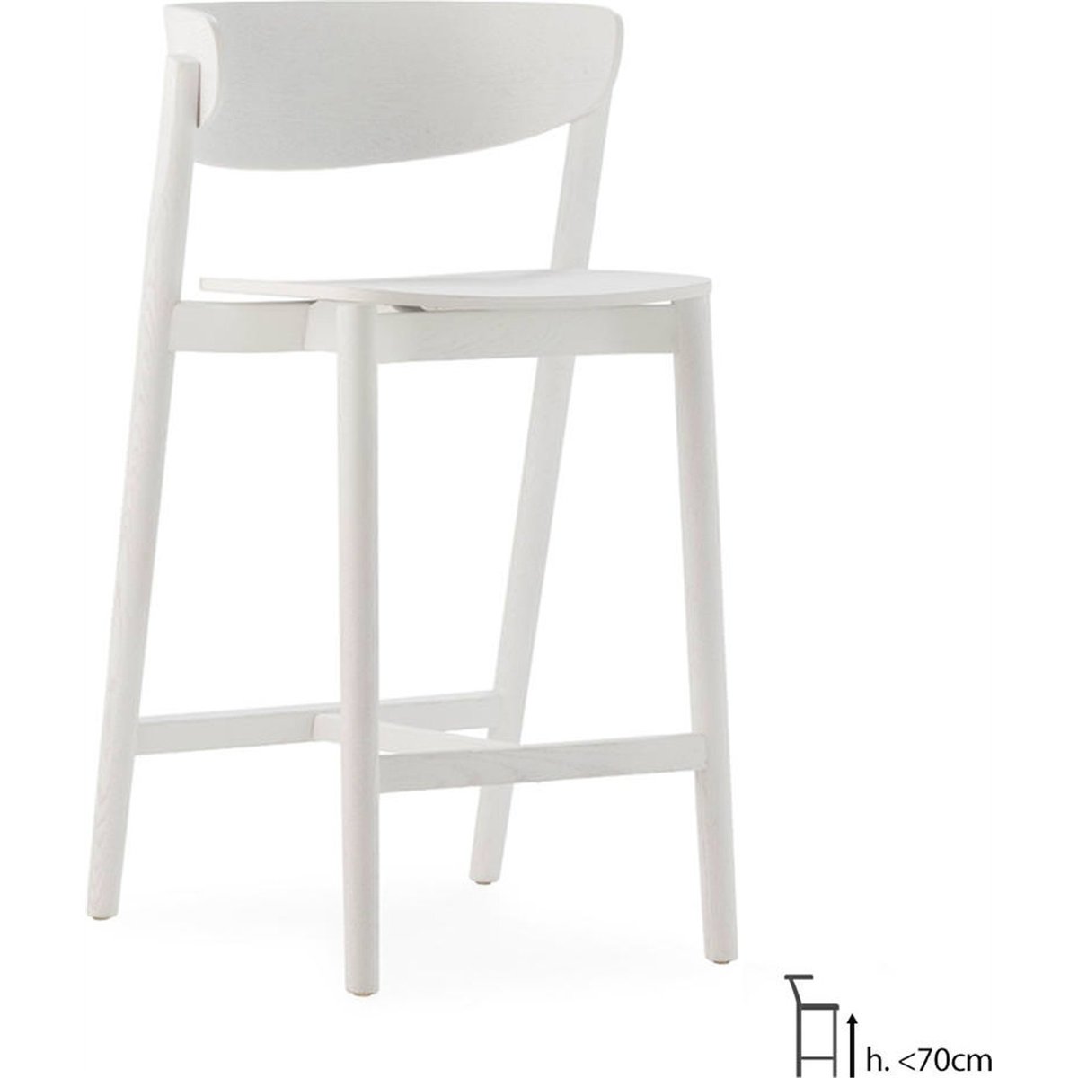 Tabouret haut en frêne massif blanc mat, RECOLLECTION
