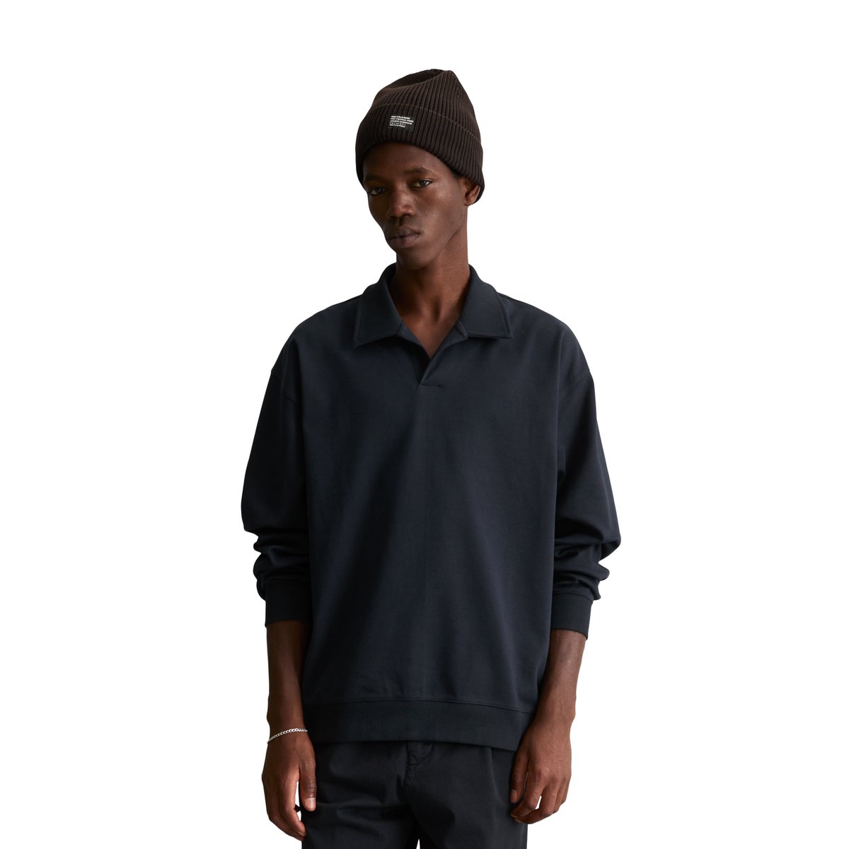 Sweat-shirt polo coupe classique en jersey interlock épais bleu, MARC O’POLO DENIM