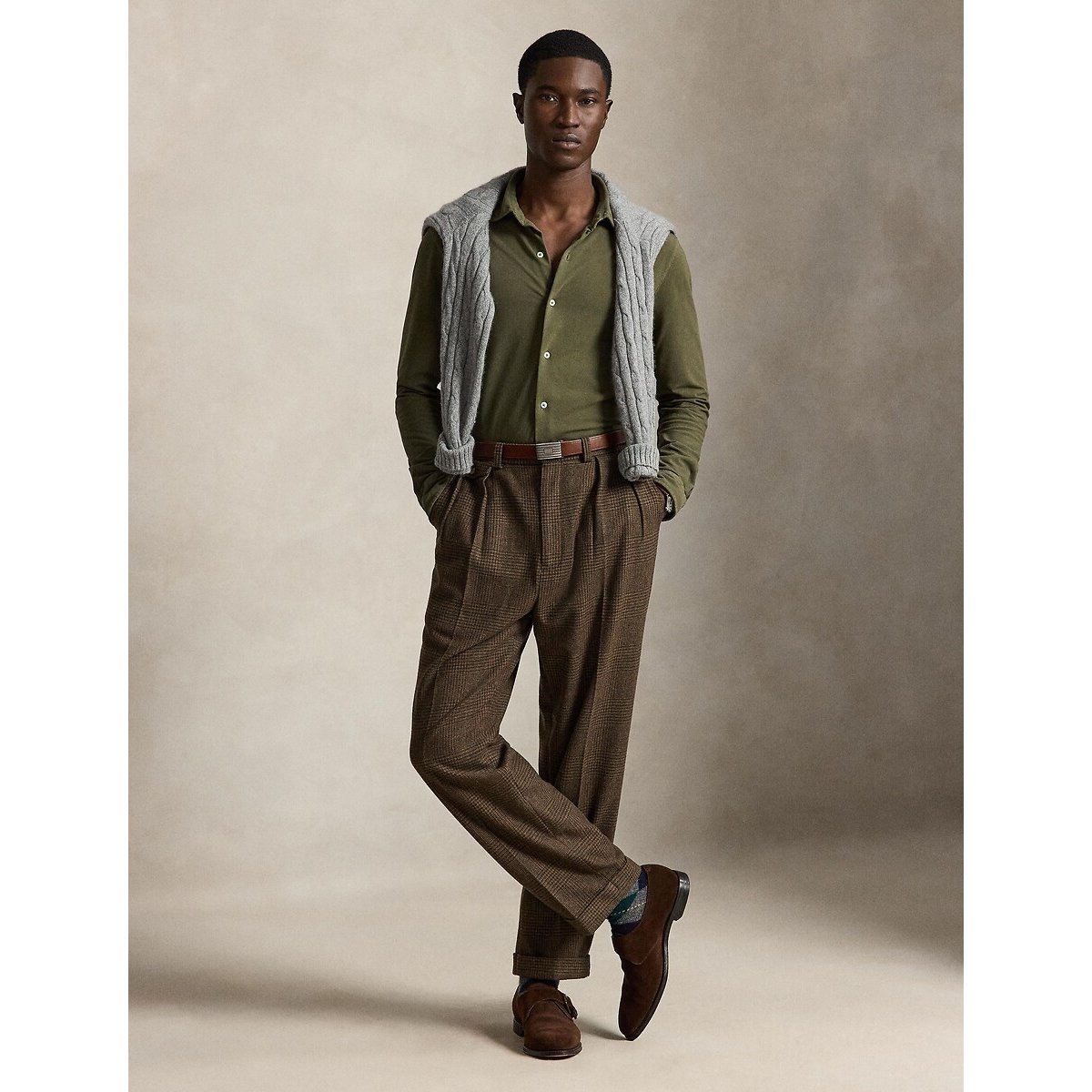 Chemise légère, en coton piqué olive, POLO RALPH LAUREN