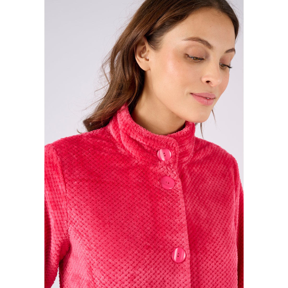 Robe de chambre Thermolactyl maille fantaisie rose framboise, DAMART