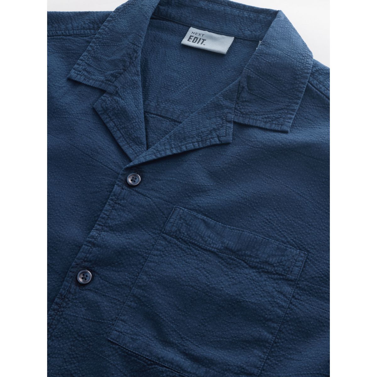 Chemise à manches courtes en seersucker edit bleu marine, NEXT