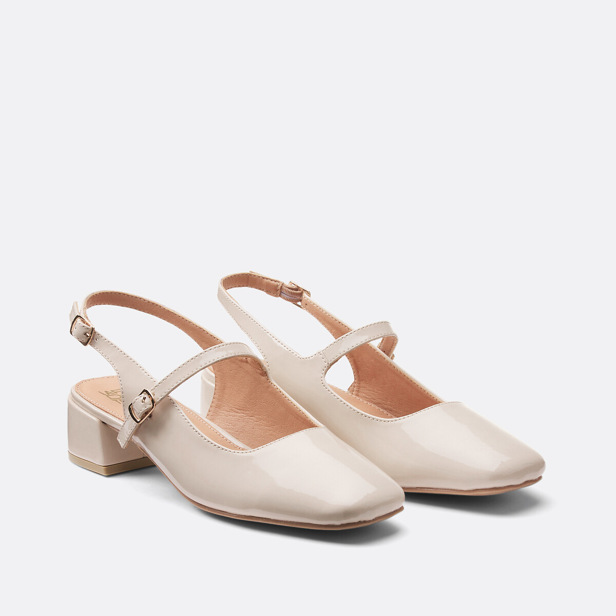 Ballerines babies vernies à petit talon ecru, LA REDOUTE COLLECTIONS
