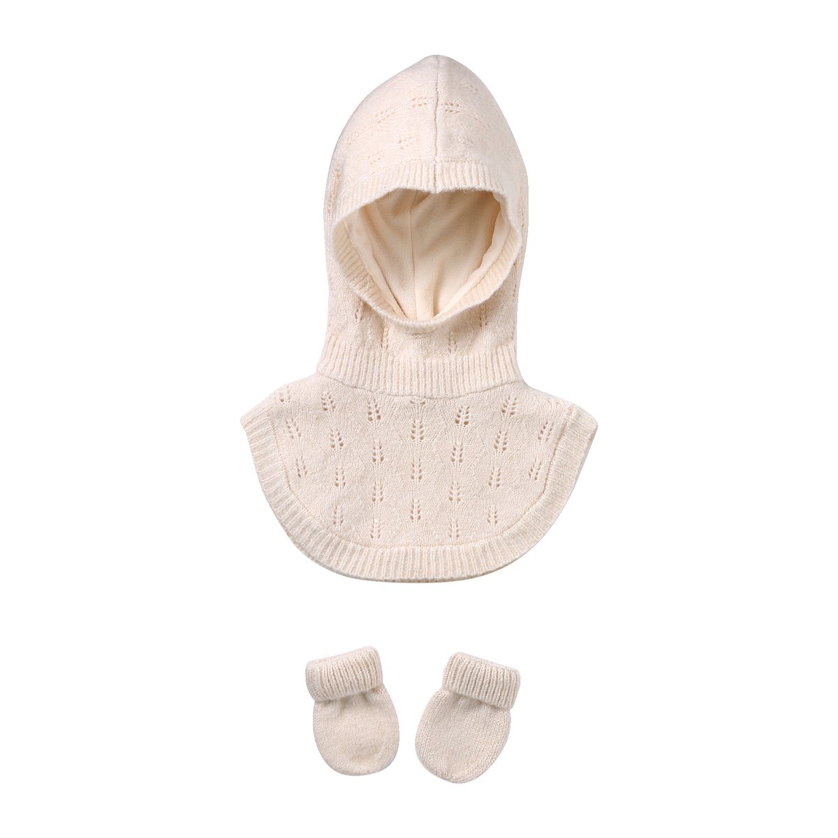 Ensemble cagoule et moufles écru, VERTBAUDET
