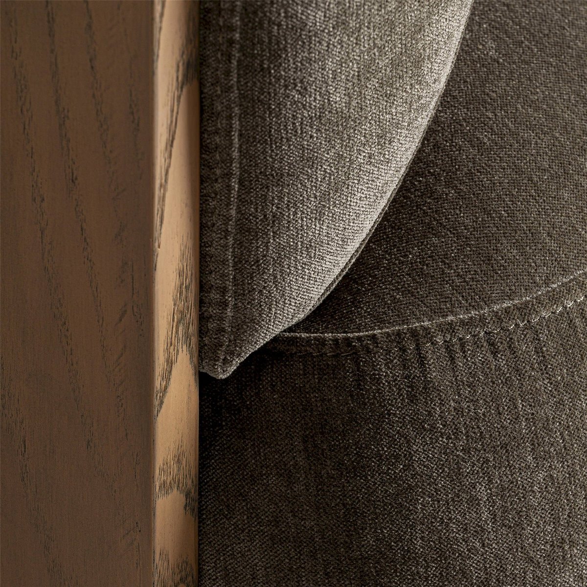 Fauteuil contemporain tissu chenille et bois vert chenille et bois brun clair, RECOLLECTION
