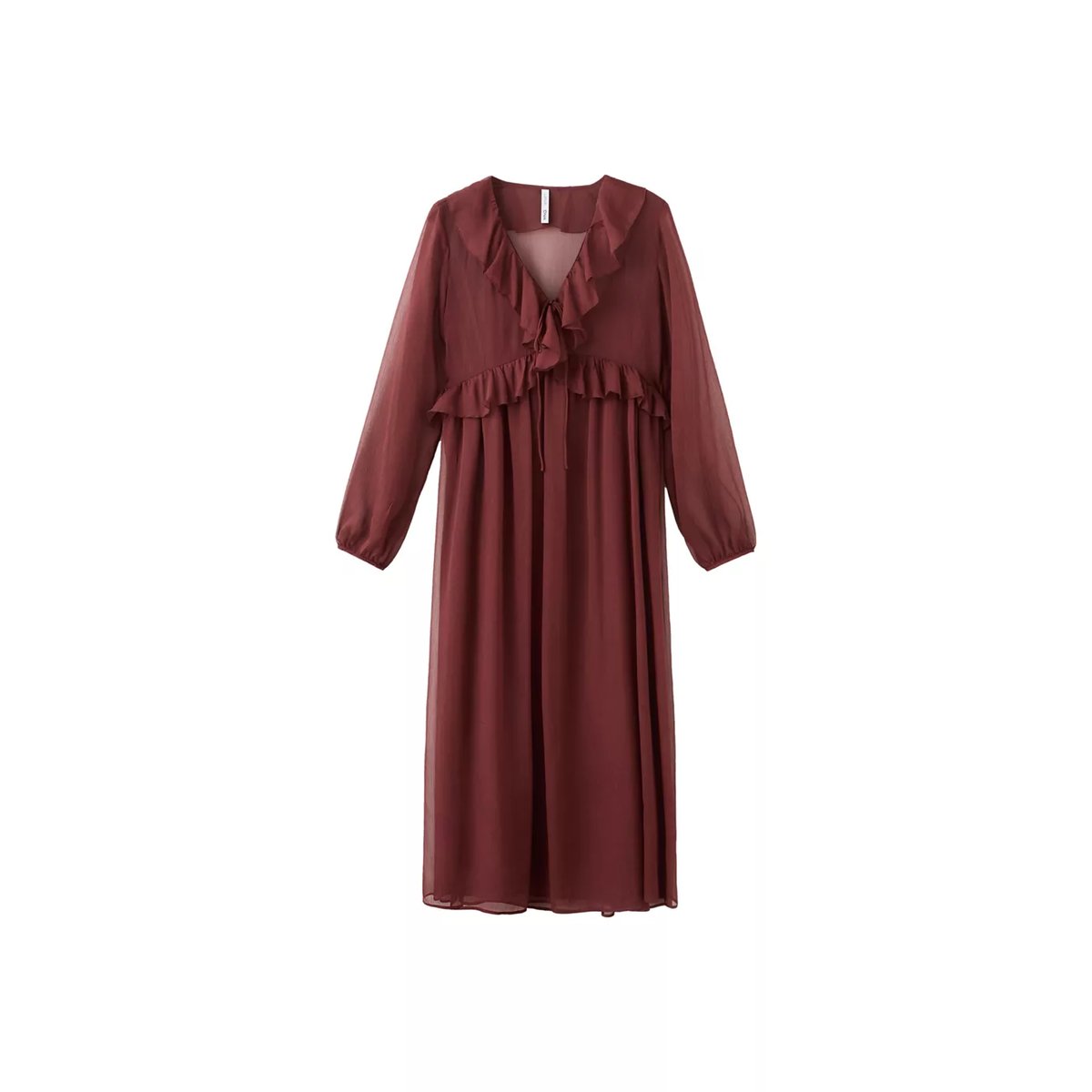 Robe manches bouffantes marron, MANGO