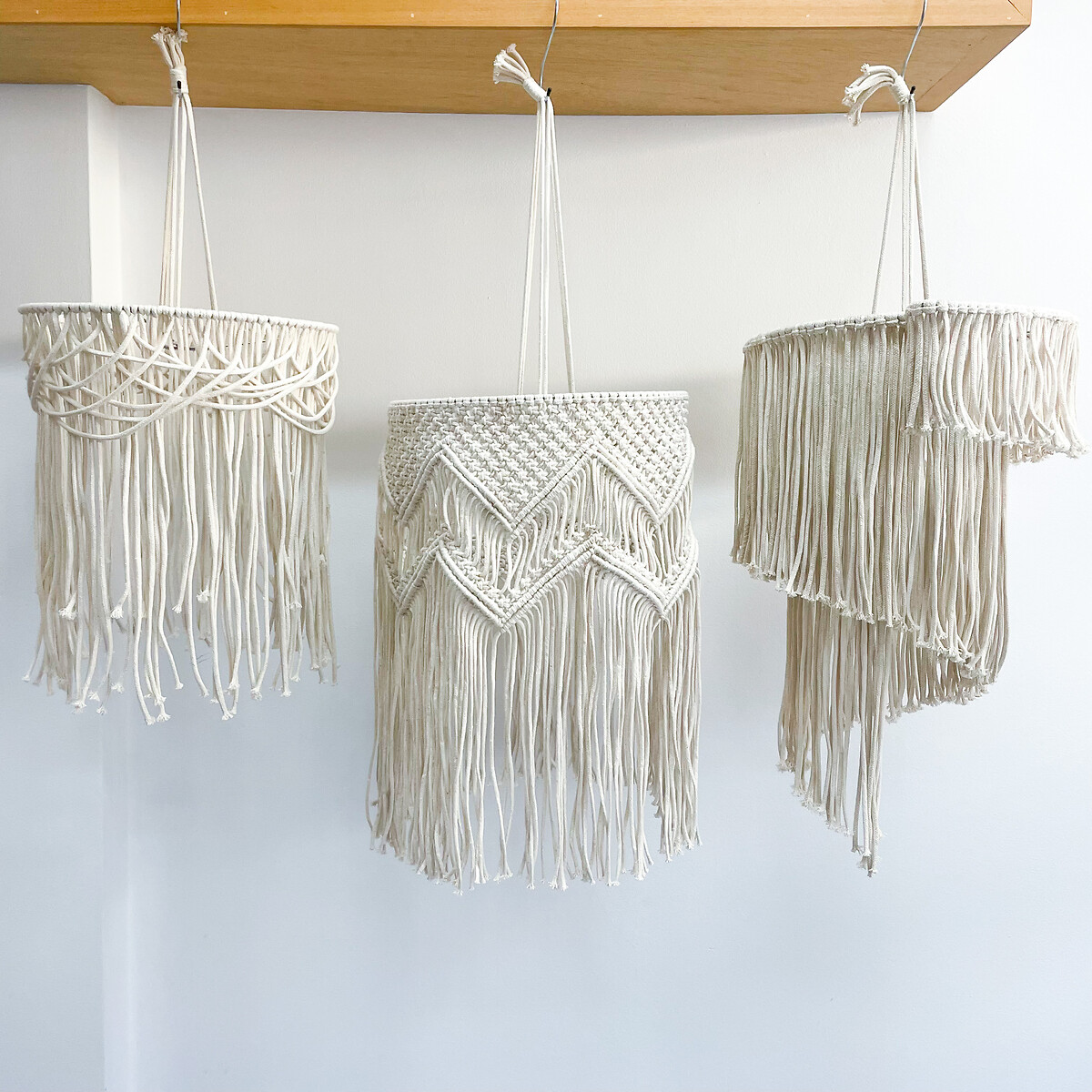 Decoração abajur em macramé CELINE, Macramar natural, MACRAMAR