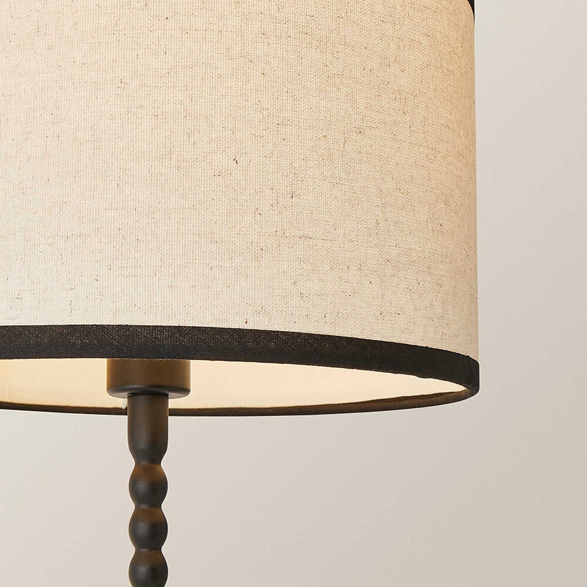Max Bobble Table Lamp with Natural Linen Black Trim Drum Shade black, SO'HOME