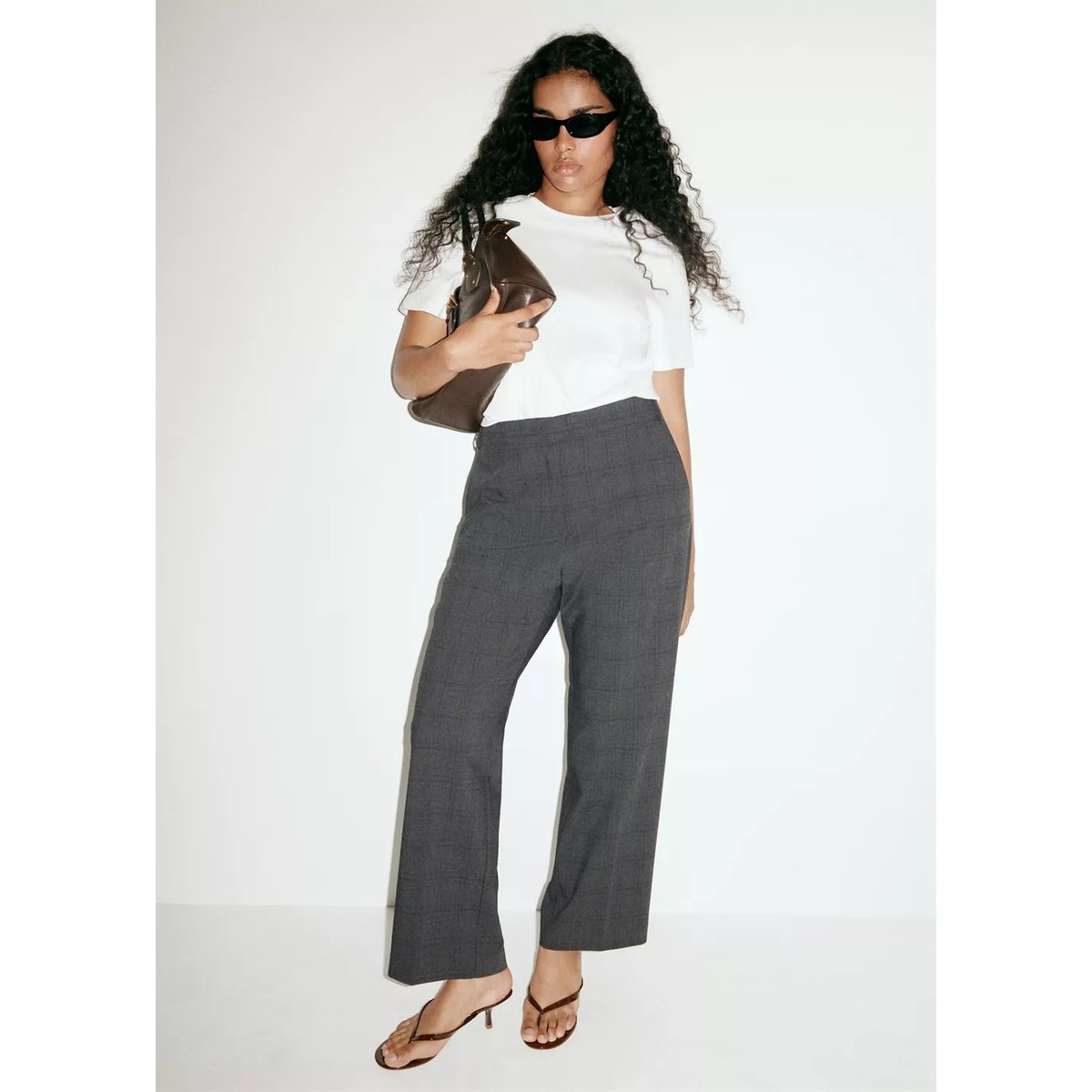 Pantalon droit taille normale gris, MANGO