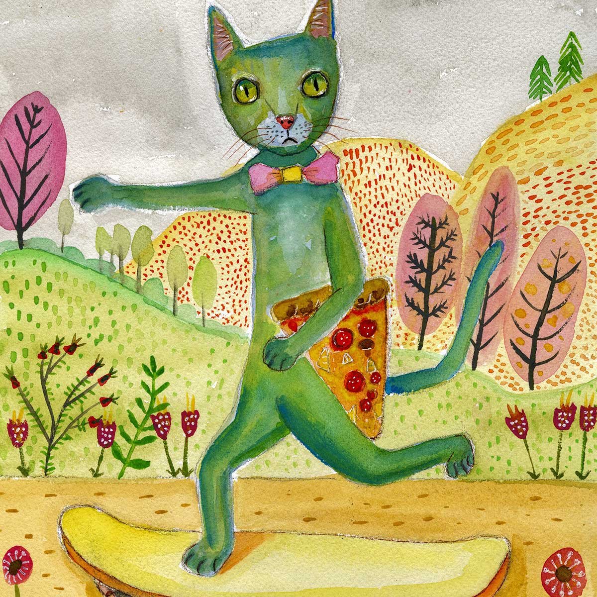 Affiche enfant pizza cat affiche seule, HEXOA