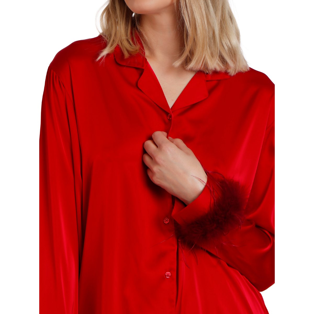 Pyjama pantalon chemise Marabu Christmas rouge, ADMAS