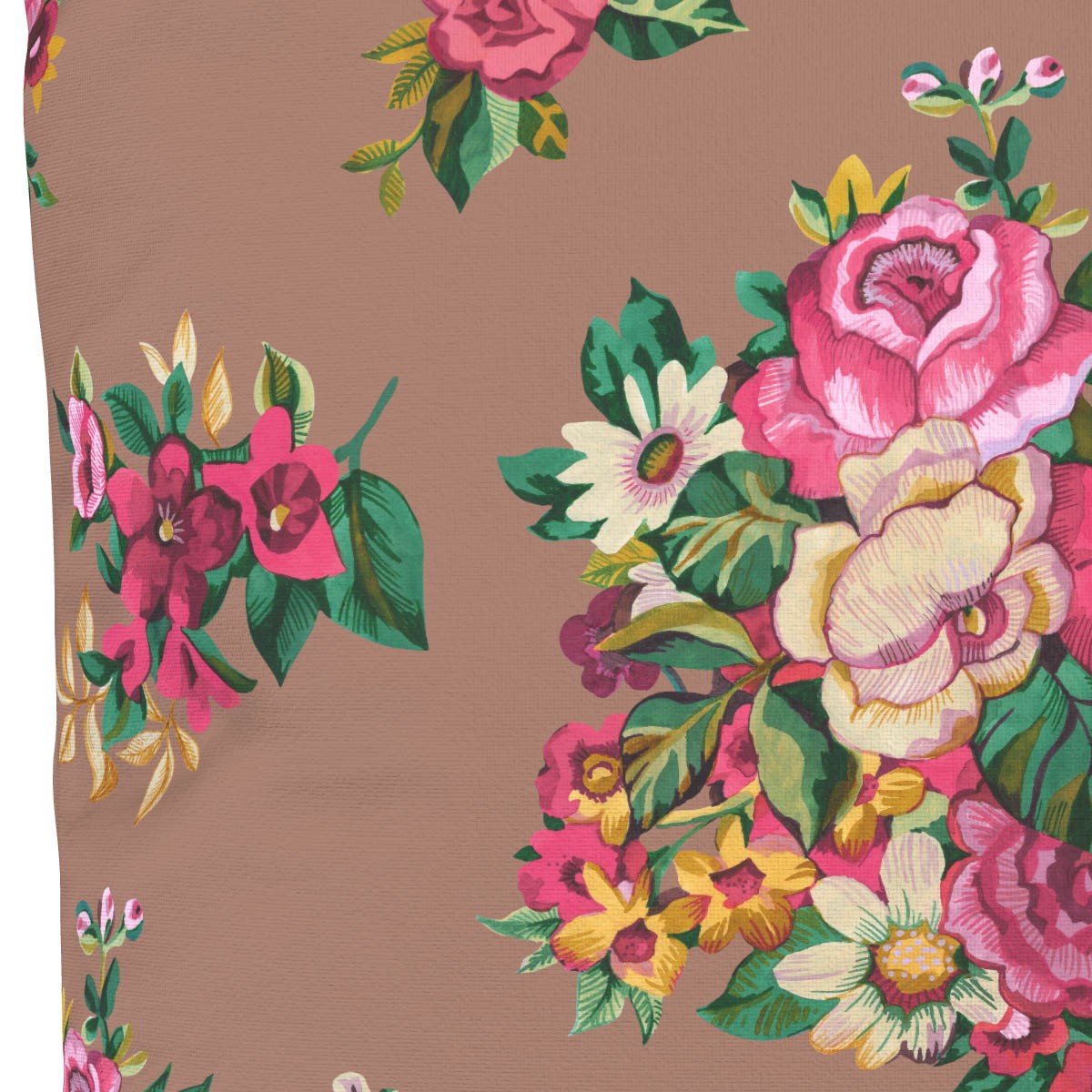 Housse de coussin extérieur fleurie, MIA moka, VENT DE BOHÈME