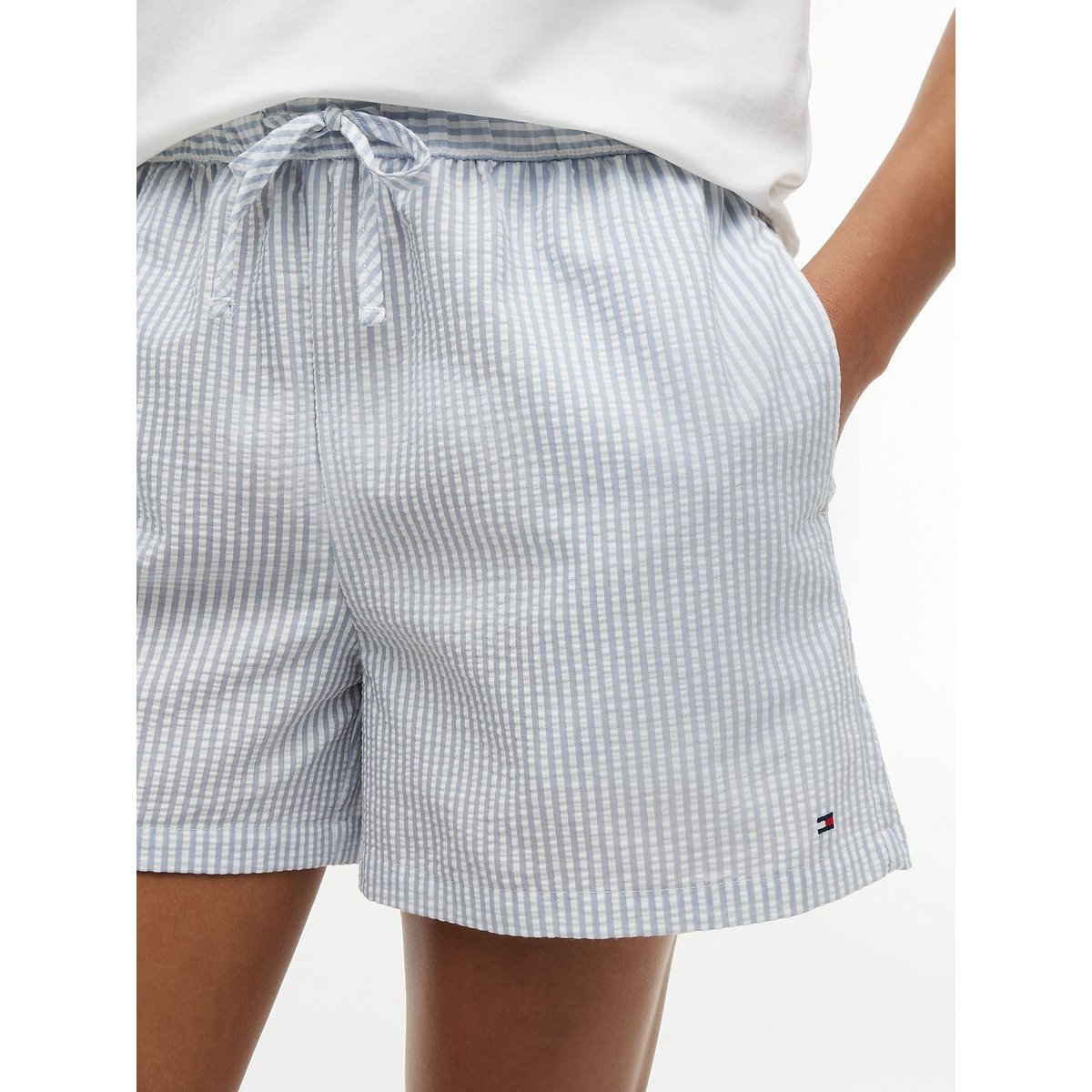 Pyjashort TH Essentials Sleep blanc + bleu, TOMMY HILFIGER