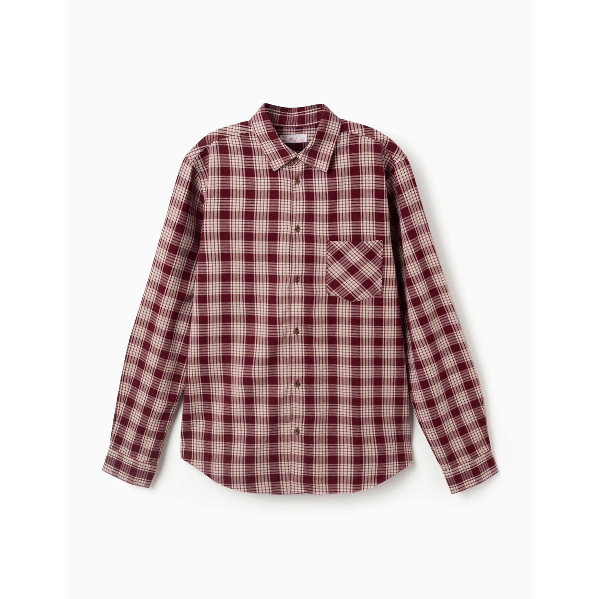 Chemise en coton à manches longues à carreaux You&Me rouge foncé, ZIPPY