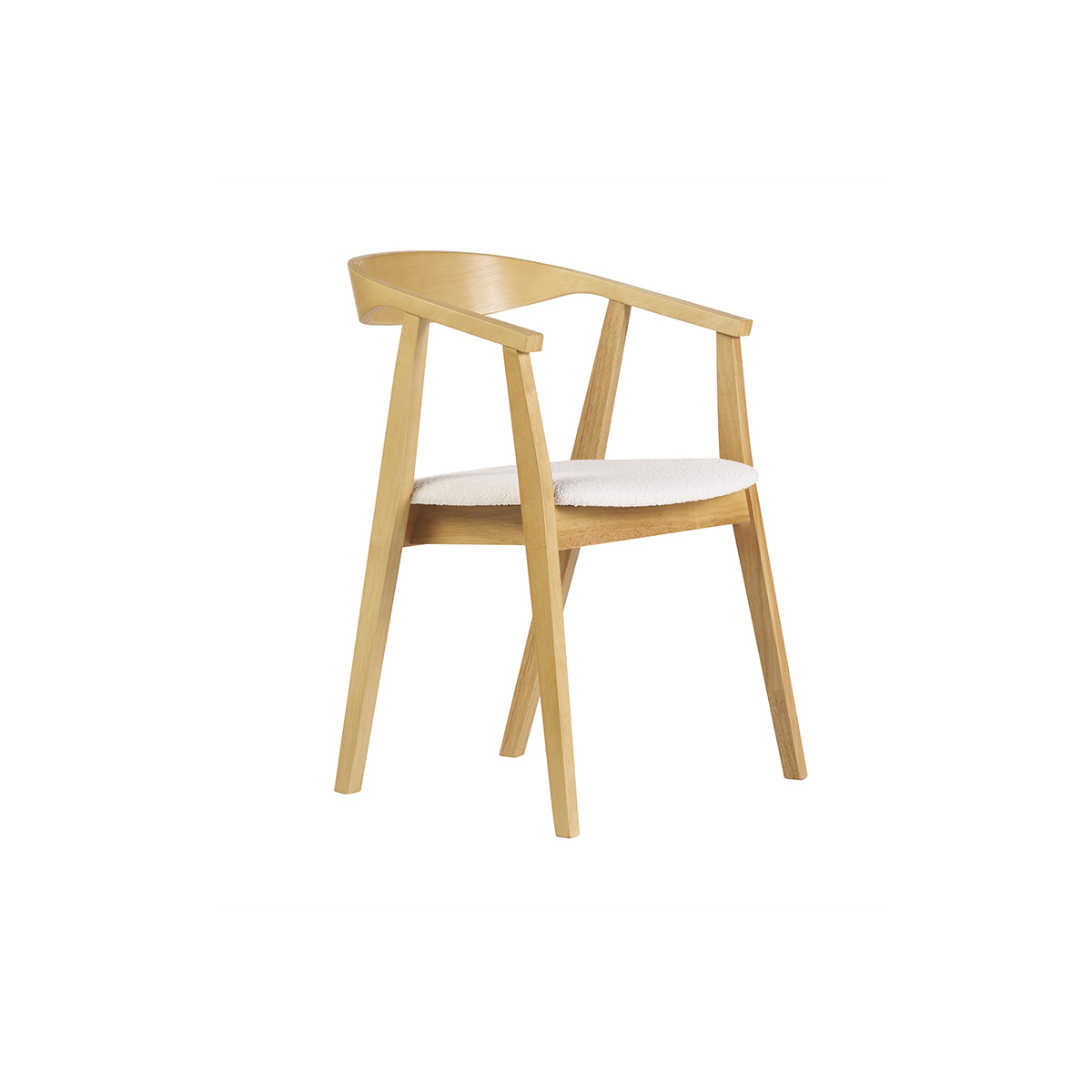 Chaises scandinaves bois clair et tissu effet laine bouclée blanc (lot de 2) BAHIA blanc, MILIBOO