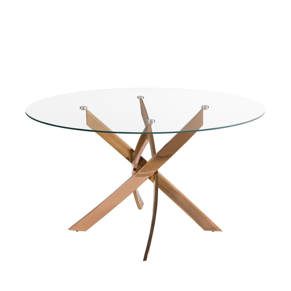 Table de salle à manger ronde en verre trempé et acier cristal | rose, ANGEL CERDA